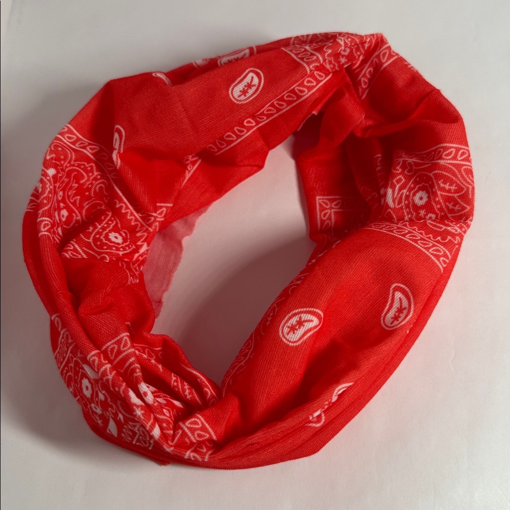 Wide Red Bandana Pattern Headband - #2049